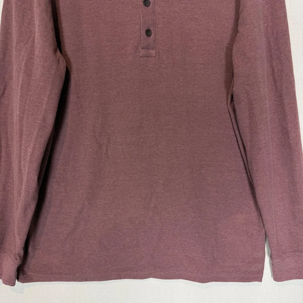 Banana Republic Shirt Mens XL Red Thermal Long Sleeve‎ Henley Tee Cotton